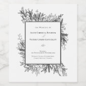 Étiquette Pour Bouteilles De Vin Mariage de verdure blanc et noir (Étiquettes simples)