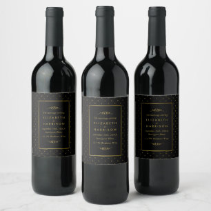 Étiquette Pour Bouteilles De Vin Mariage d'effet Black & Gold moderne