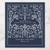 Étiquette Pour Bouteilles De Vin Mariage d'épée médiévale Bleu Argent (Étiquettes simples)