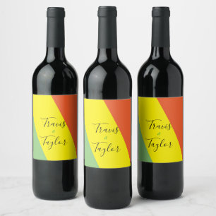 Étiquette Pour Bouteilles De Vin Mariage des couleurs d'été brillantes