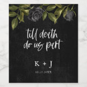 Étiquette Pour Bouteilles De Vin Mariage des fleurs noires d'Halloween (Étiquettes simples)