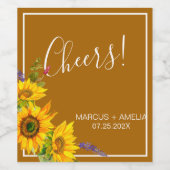 Étiquette Pour Bouteilles De Vin Mariage des tournesols d'automne (Étiquettes simples)