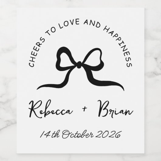 Étiquette Pour Bouteilles De Vin Mariage d'esquisse simple main noire et blanche (Étiquettes simples)