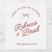 Étiquette Pour Bouteilles De Vin Mariage d'esquisse simple main rouge et blanche (Étiquettes simples)