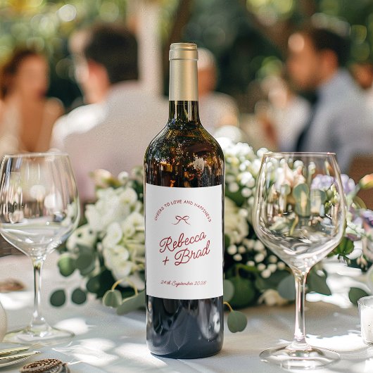 Étiquette Pour Bouteilles De Vin Mariage d'esquisse simple main rouge et blanche