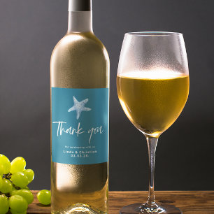 Étiquette Pour Bouteilles De Vin Mariage d'été de la mer bleue profonde