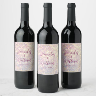 Étiquette Pour Bouteilles De Vin Mariage d'étincelle de Parties scintillant violet