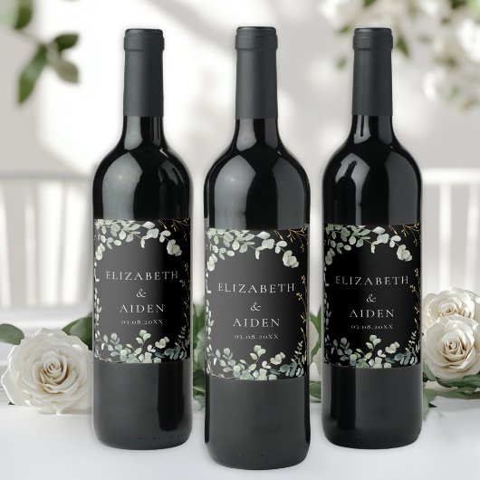 Étiquette Pour Bouteilles De Vin Mariage d'eucalyptus