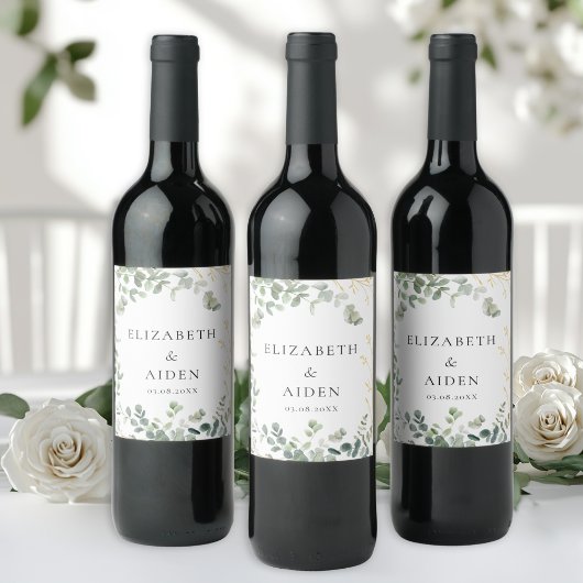 Étiquette Pour Bouteilles De Vin Mariage d'eucalyptus