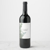Étiquette Pour Bouteilles De Vin Mariage d'eucalyptus en argent (Devant)