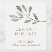 Étiquette Pour Bouteilles De Vin Mariage d'eucalyptus veiné or (Étiquettes simples)