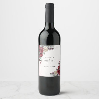 Étiquette Pour Bouteilles De Vin Mariage d'hiver aux Roses Gelées 