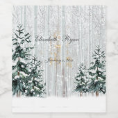 Étiquette Pour Bouteilles De Vin Mariage d'hiver Sparkle Snowflakes Pine Trees (Étiquettes simples)