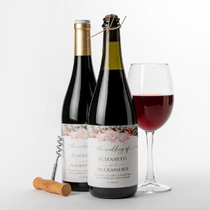 Étiquette Pour Bouteilles De Vin Mariage d'hiver Vin Étiquette Aquarelle Script dor