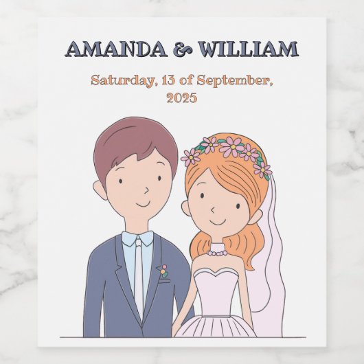 Étiquette Pour Bouteilles De Vin Mariage d'illustration simple, semblable à un dess (Étiquettes simples)