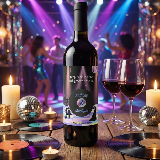 Étiquette Pour Bouteilles De Vin Mariage Disco personnalisable