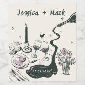 Étiquette Pour Bouteilles De Vin Mariage du dîner Whimsical Disco (Étiquettes simples)