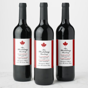 Étiquette Pour Bouteilles De Vin Mariage du drapeau canadien
