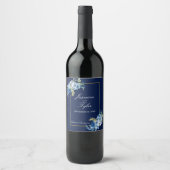 Étiquette Pour Bouteilles De Vin Mariage du soir élégant en or bleu marine (Devant)