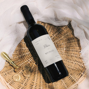 Étiquette Pour Bouteilles De Vin Mariage éditorial minimaliste ivoire