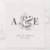 Étiquette Pour Bouteilles De Vin Mariage élégant à la main dessiné (Étiquettes simples)