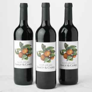 Étiquette Pour Bouteilles De Vin Mariage Élégant Botanique Citrus Verdure