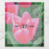 Étiquette Pour Bouteilles De Vin Mariage élégant de tulipes roses (Étiquettes simples)