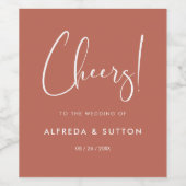 Étiquette Pour Bouteilles De Vin Mariage élégant et moderne en argile rouge (Étiquettes simples)