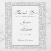 Étiquette Pour Bouteilles De Vin Mariage Elegant Gris Blanc 3D Design (Étiquettes simples)