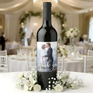 Étiquette Pour Bouteilles De Vin Mariage élégant Merci Mariée Marié Photo