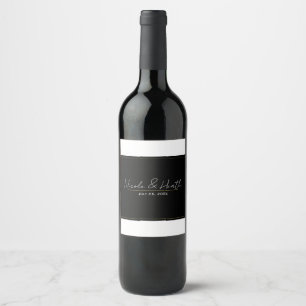Étiquette Pour Bouteilles De Vin Mariage Élégant Moderne Minimaliste Or Noir Blanc