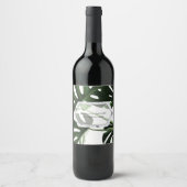 Étiquette Pour Bouteilles De Vin Mariage en marbre tropical Monstera (Devant)