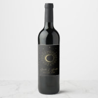 Mariage étoiles noires et or soleil éclaté lune cé