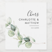 Étiquette Pour Bouteilles De Vin Mariage Eucalyptus aquarelle (Étiquettes simples)