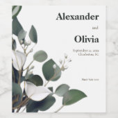 Étiquette Pour Bouteilles De Vin Mariage Eucalyptus moderne (Étiquettes simples)