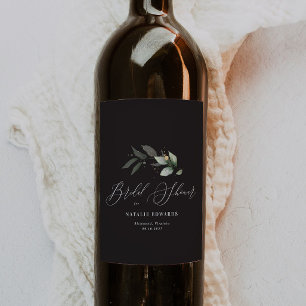 Étiquette Pour Bouteilles De Vin Mariage Eucalyptus noir or 