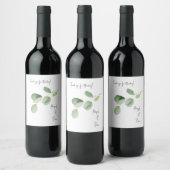 Étiquette Pour Bouteilles De Vin Mariage Eucalyptus personnalisé moderne (Bouteilles)