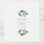 Étiquette Pour Bouteilles De Vin Mariage Eucalyptus Sage Vert Aquarelle (Étiquettes simples)