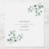 Étiquette Pour Bouteilles De Vin Mariage Eucalyptus Sage Vert Aquarelle (Étiquettes simples)
