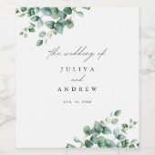 Étiquette Pour Bouteilles De Vin Mariage Eucalyptus vert (Étiquettes simples)