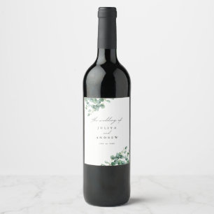 Étiquette Pour Bouteilles De Vin Mariage Eucalyptus vert
