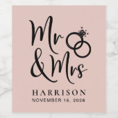 Étiquette Pour Bouteilles De Vin Mariage Faveur M. Mme Blush (Étiquettes simples)