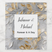 Étiquette Pour Bouteilles De Vin Mariage Feuille Silver Grey Gold (Étiquettes simples)