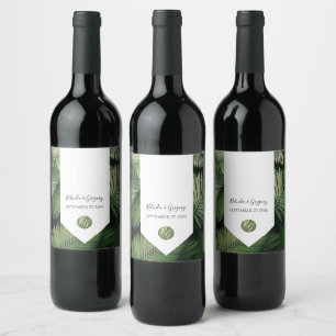 Étiquette Pour Bouteilles De Vin Mariage Feuilles de Palmiers Tropicaux 