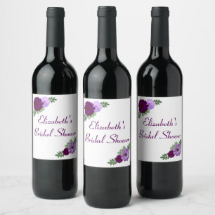 Étiquette Pour Bouteilles De Vin Mariage Fleur de Pivoine Pourpre