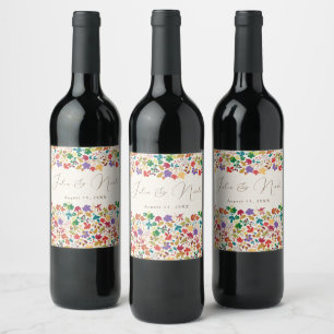Étiquette Pour Bouteilles De Vin Mariage Fleur de Prairie Jaune Moutarde Violet Pri