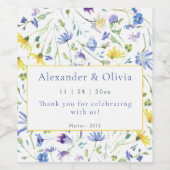 Étiquette Pour Bouteilles De Vin Mariage Fleur sauvage aquarelle (Étiquettes simples)