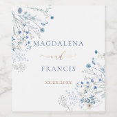 Étiquette Pour Bouteilles De Vin mariage fleur sauvage bleu (Étiquettes simples)