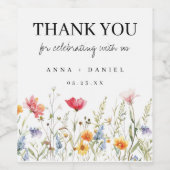 Étiquette Pour Bouteilles De Vin Mariage Fleur sauvage coloré (Étiquettes simples)