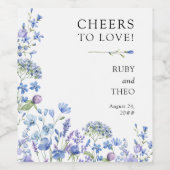 Étiquette Pour Bouteilles De Vin Mariage Fleur sauvage de Periwinkle (Étiquettes simples)